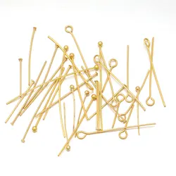 100/50Pcs Stainless Steel Heads Eye Flat Head Pin Gold Color Ball Head Pins For DIY Jewelry Findings Making Accessories
