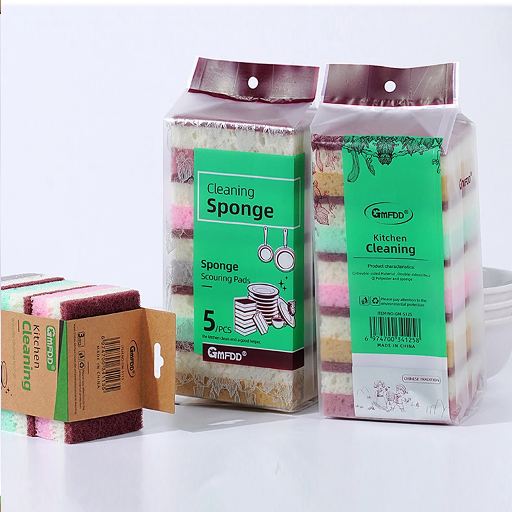 Three-color High-foaming Seaweed Honeycomb Cleaning Sponge For Scrubbing Dishes, Pots, Kitchen Sponge, Scouring Pad