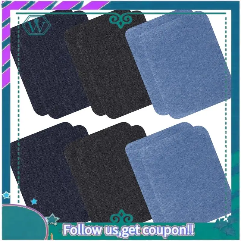 

A09P Iron On Denim Patches For Clothing Jeans 12 Pcs, 3 Colors (4.9 Inch X 3.7 Inch)