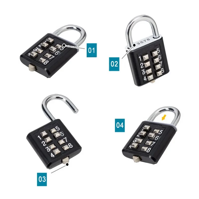 10 Digit Push Button Password Lock Chrome Plated Anti-theft Combination Padlock Push Password Locking Mechanism For Locker Etc