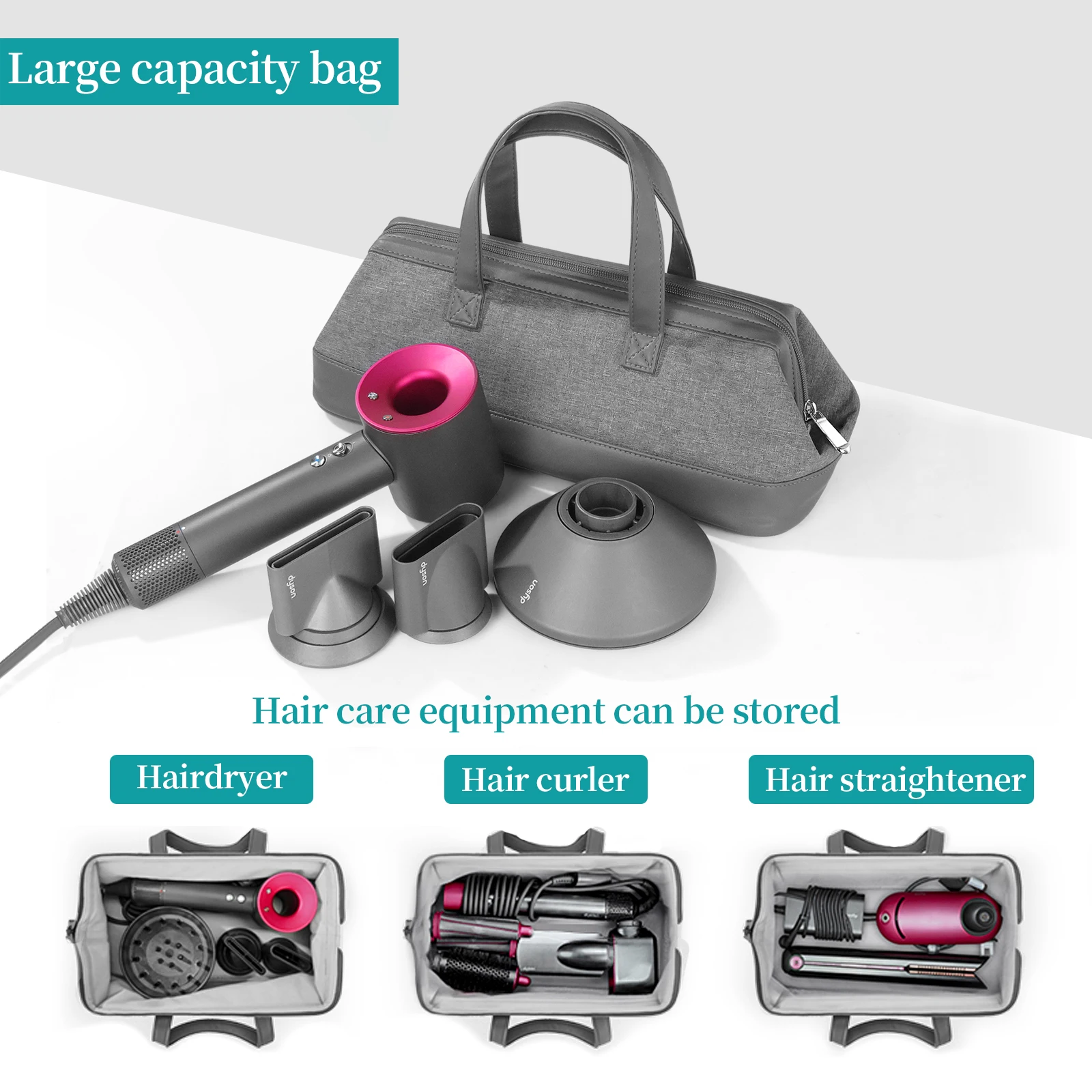 Storage Bag for Dyson/Shark Hair Dryer Portable Dustproof Hairdryer Travel Case for Dyson Airwrap/Shark Flexstyle Hair Dryer