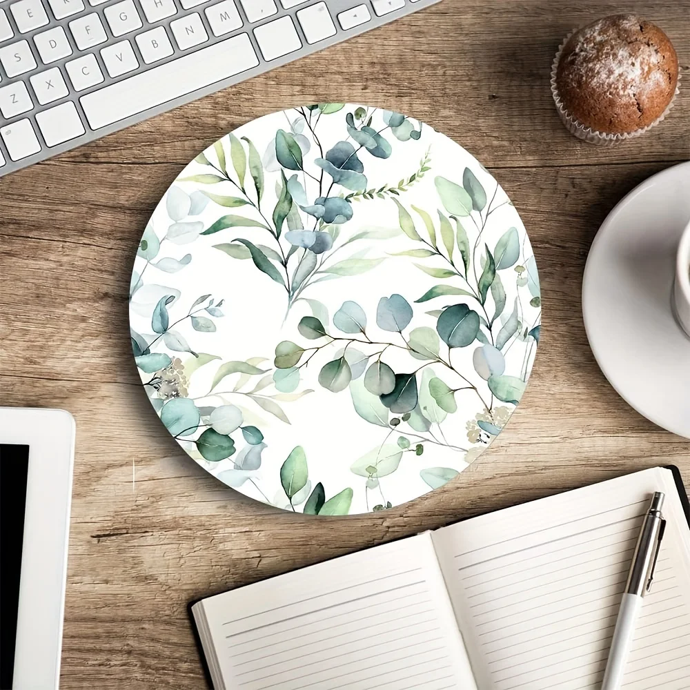 Round Grass Leaves Mouse Mat Small Non-Slip Gaming Mouse Pads Pc Gamer Office Carpet Playmat Computer Accessories Mousepad
