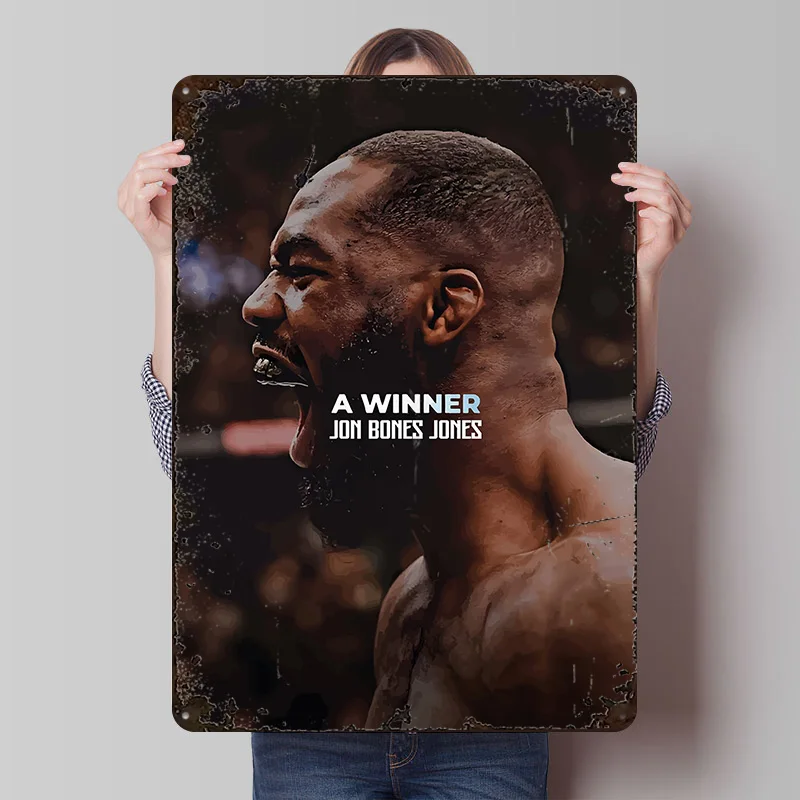 Jon Bones Jones: A Winner Metal Poster Customized Wall Art Retro Vintage Metal Signs for Man Cave Home Decor Accessories House