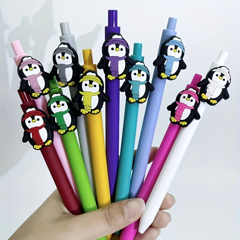5pcs/10pcs Penguin themed Surface mount Pen Creative Multi color Penguin Surface mount Ballpoint Pen Student Writing Neutral Pen
