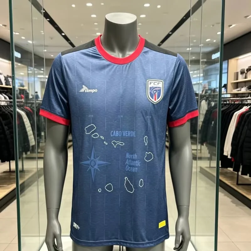 Cape Verde National Team Blue Map Jersey Tempo Sponsor CAF African Cup Breathable Football Shirt for Men Family Kids Tees Tops