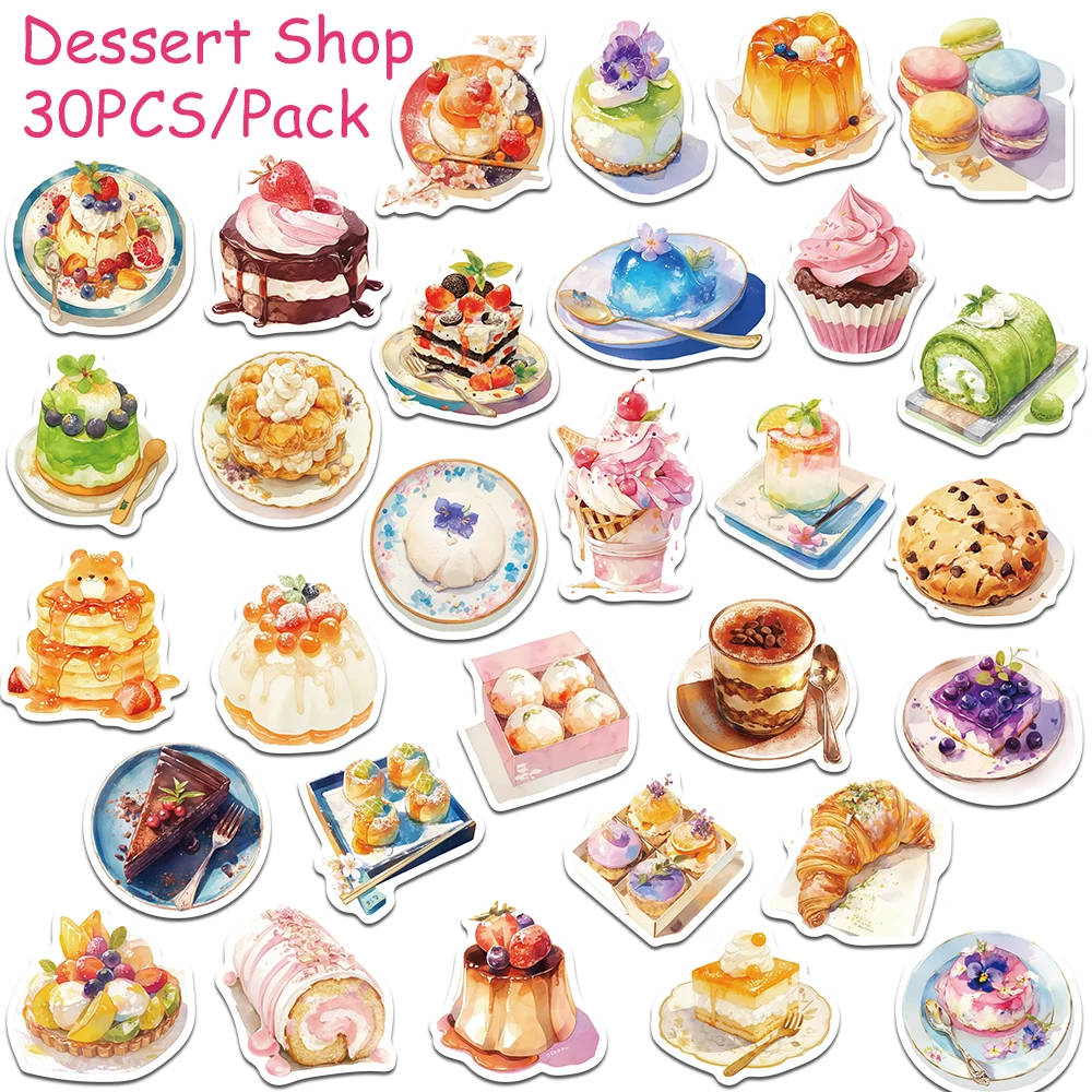 30 قطعة متجر الحلوى كعكة الخبز ملصق حزمة الشارات للهاتف المحمول الثلاجة خوذة الغيتار DIY بها بنفسك ملصقات الكرتون الجمالية #5