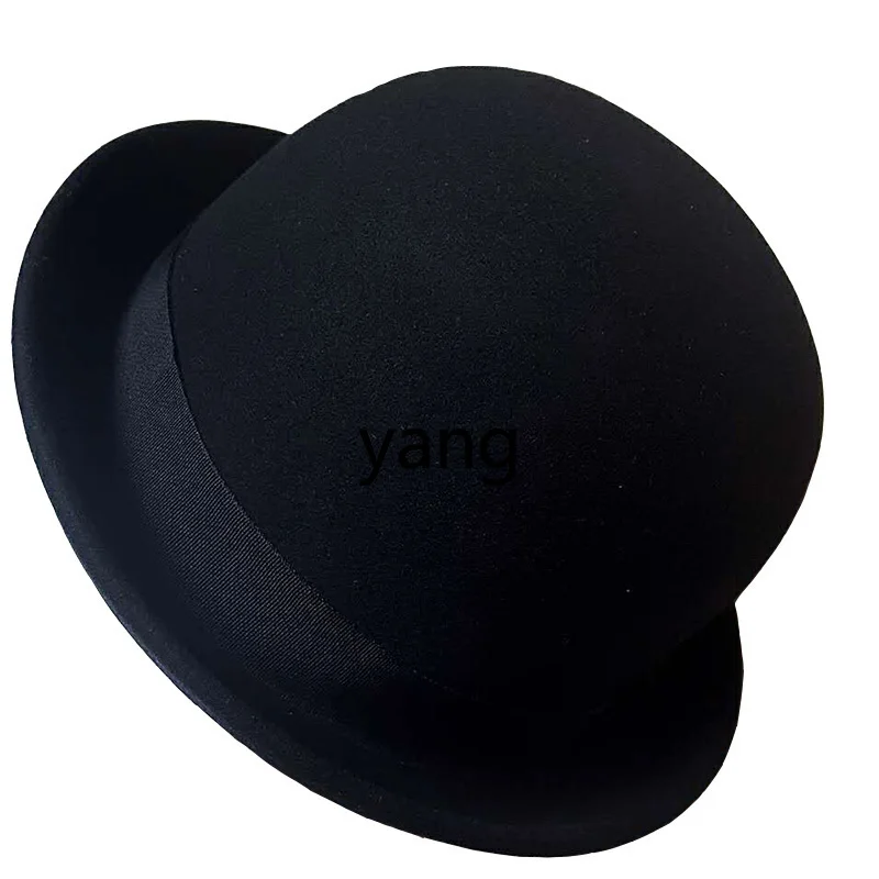 

LMM flanged curled British retro top hat autumn and winter hat women