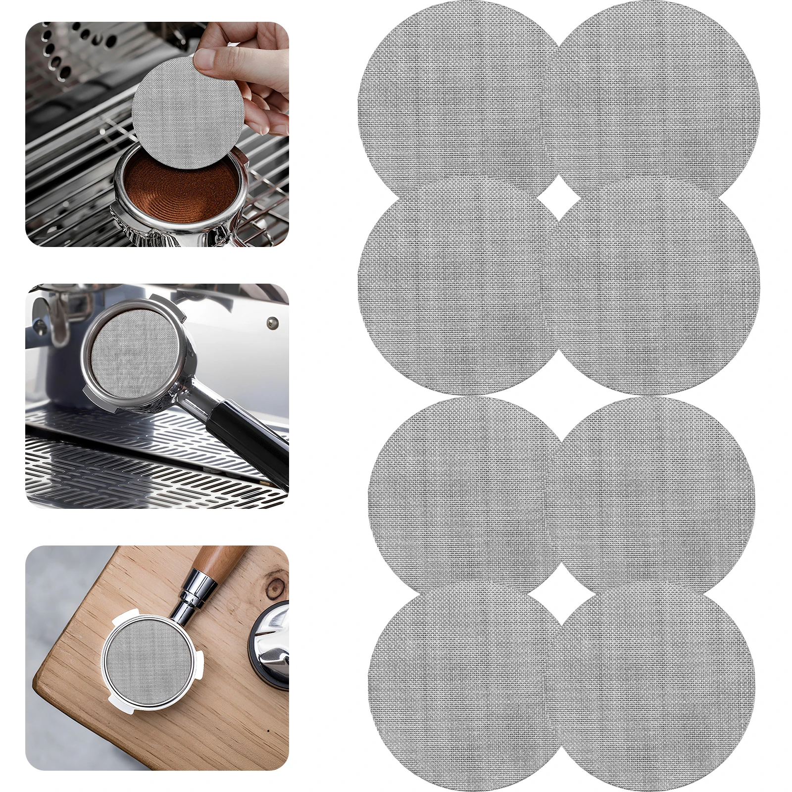 4Pcs Espresso Coffee Screen 51mm/53.5mm Reusable Coffee Filter Mesh 150μm Stainless Steel Coffee Portafilter Mesh 1.7mm