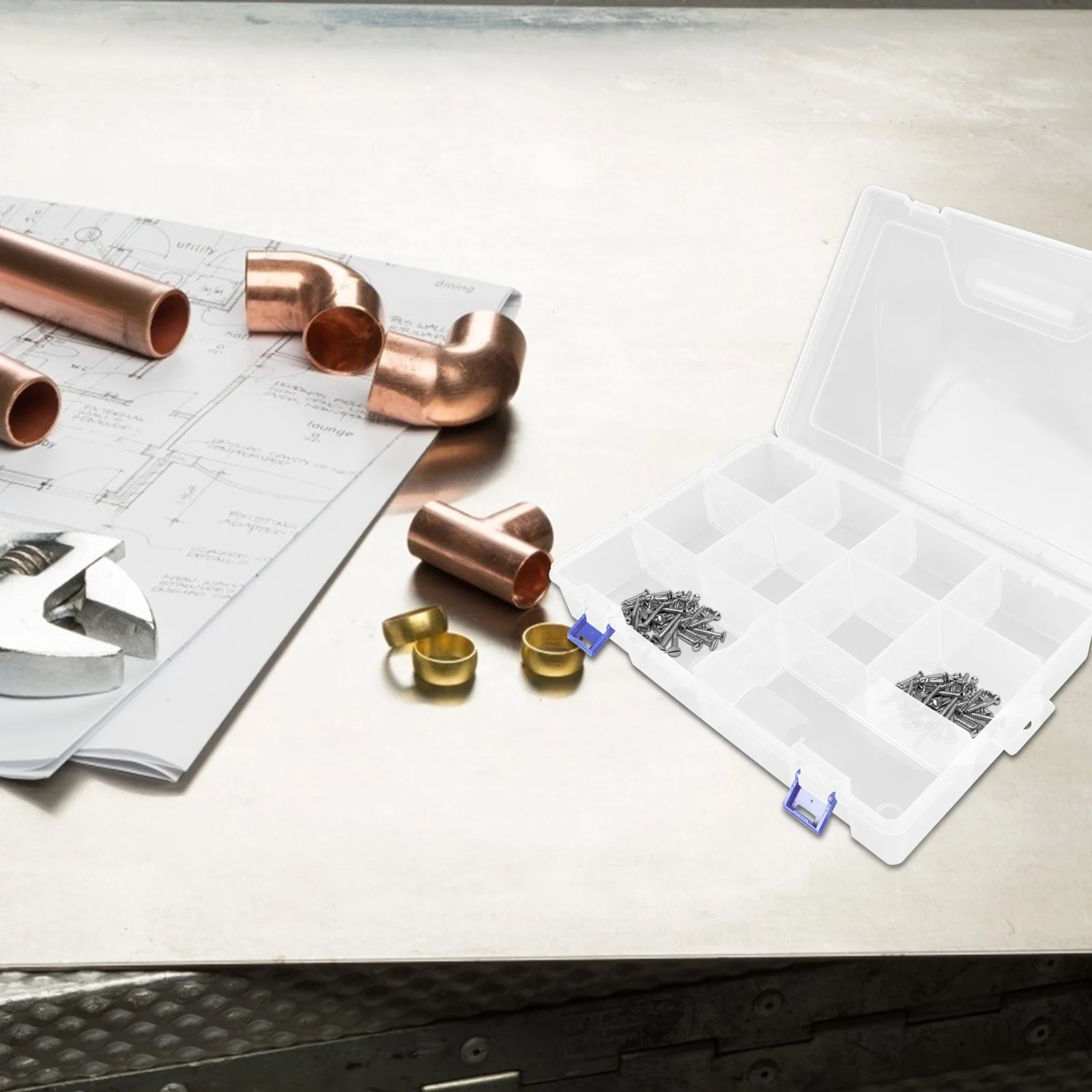 

1Pcs Transparent Parts Storage Box 10 Compartments Durable PVC Material Multi-Purpose Organizer for Small Accessories