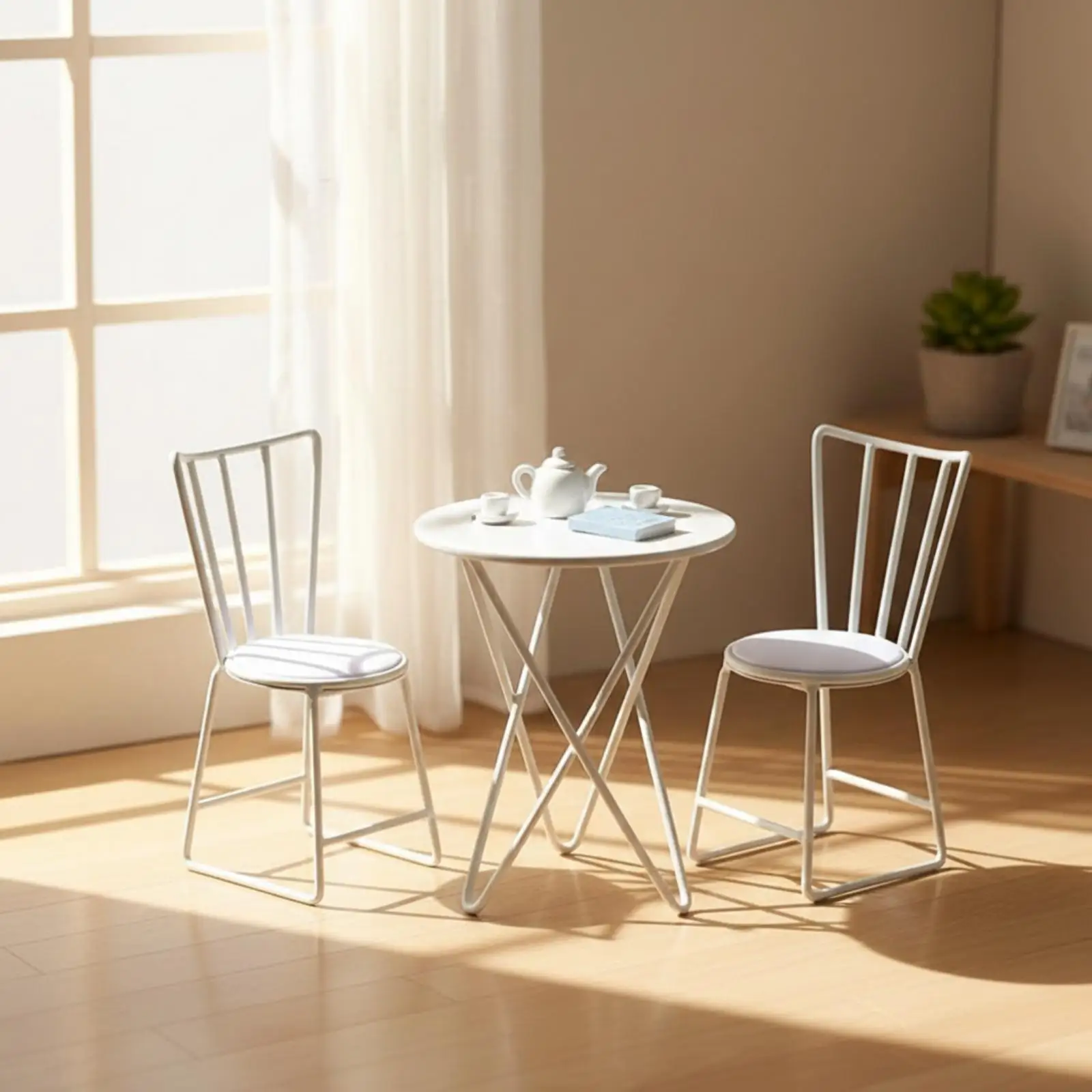 Compact Metal Table and Chair Miniature Furniture for Blythe Doll 1 6 Scale Dollhouse Dining Room Box Display Setup