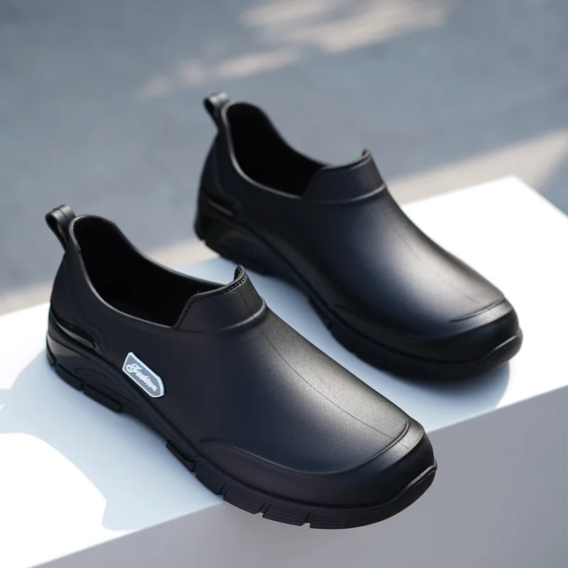 Professional Mens Waterproof Non Slip Short Rain Boots Rubber Shoes for Takeout Delivery Rider Kitchen Work Outdoor Fishing Wadi