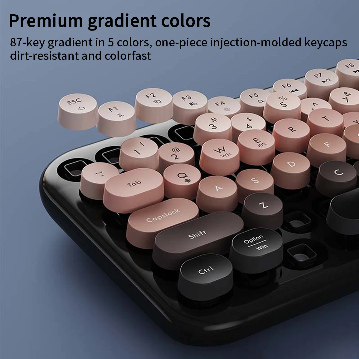 MOFii 1 Piece Dual-Mode Wireless Keyboard, Cute Cat Shape, Round Keycaps for Girls, 2.4G Plug and Play, US QWERTY Layout
