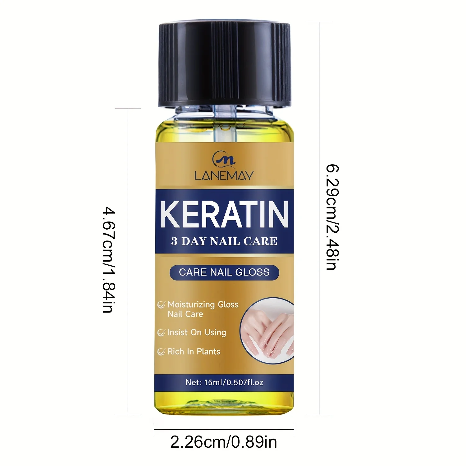 Keratin Nail Care Oil - Rich in Plants, Strengthens Damaged Nails, Softens and Moisturizes Nails and Cuticles, Prevents Cracking