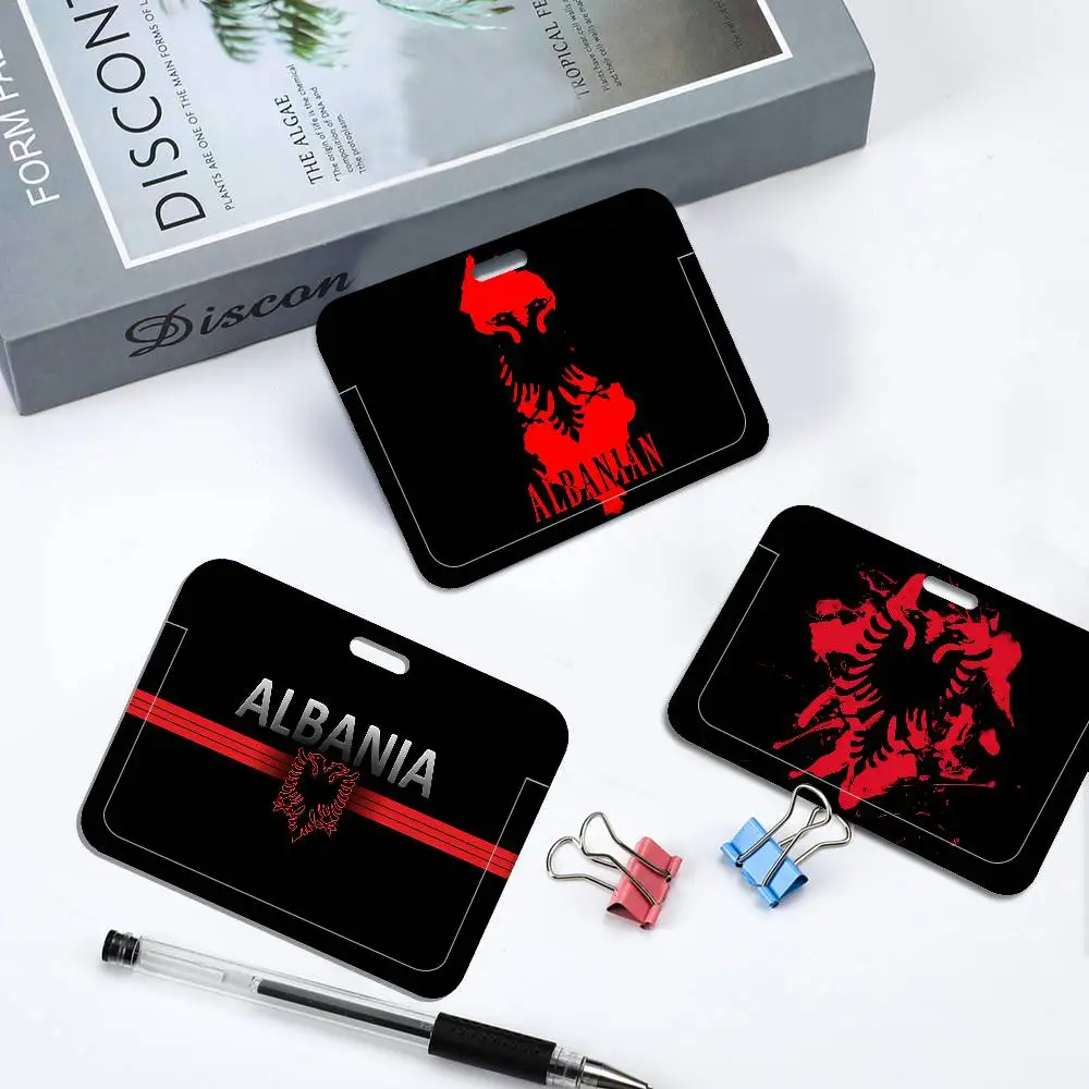 

Новые мультяшные брелоки-держатели для карт с флагом Албании, шнурки на шею для женщин, студенческие удостоверения, подарок