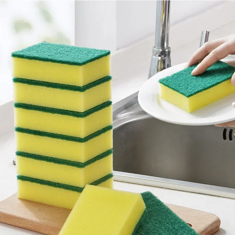 5/10Pcs Double-sided Cleaning Dishwashing Sponge Household Scouring Pad Kitchen Wipe Dish Cleaning Brush Sponges