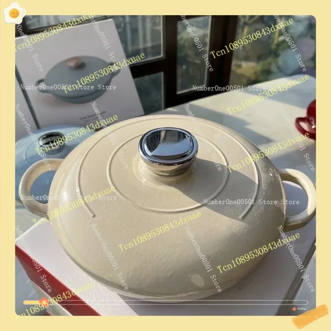 For Induction Cooktop Multi Use Stove Compatible Soup Stew Pot with Even Heat Distribution Enameled Cast Iron