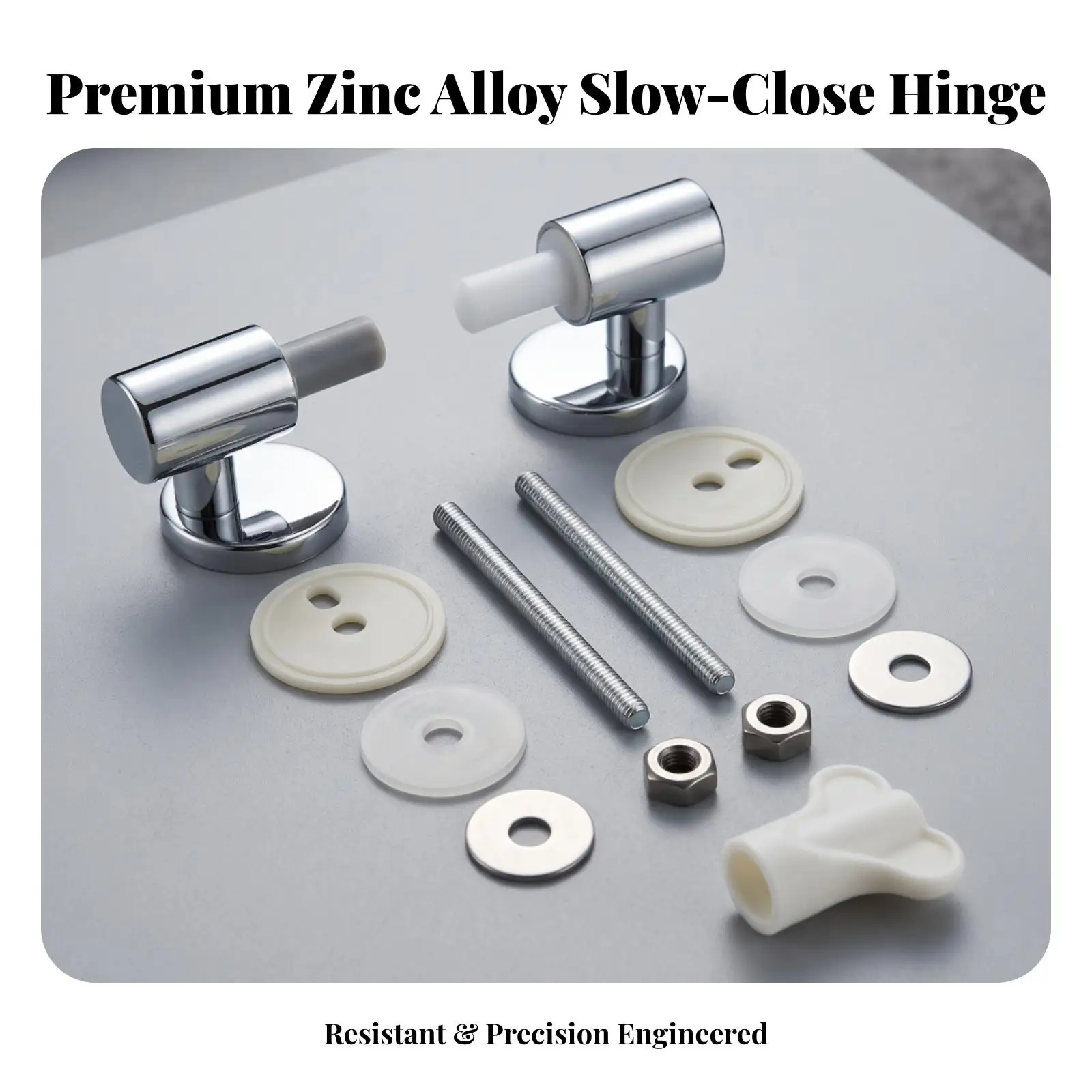 Toilet for seat Hinge with Gentle-Close Long-Lasting Hardware Sleek
