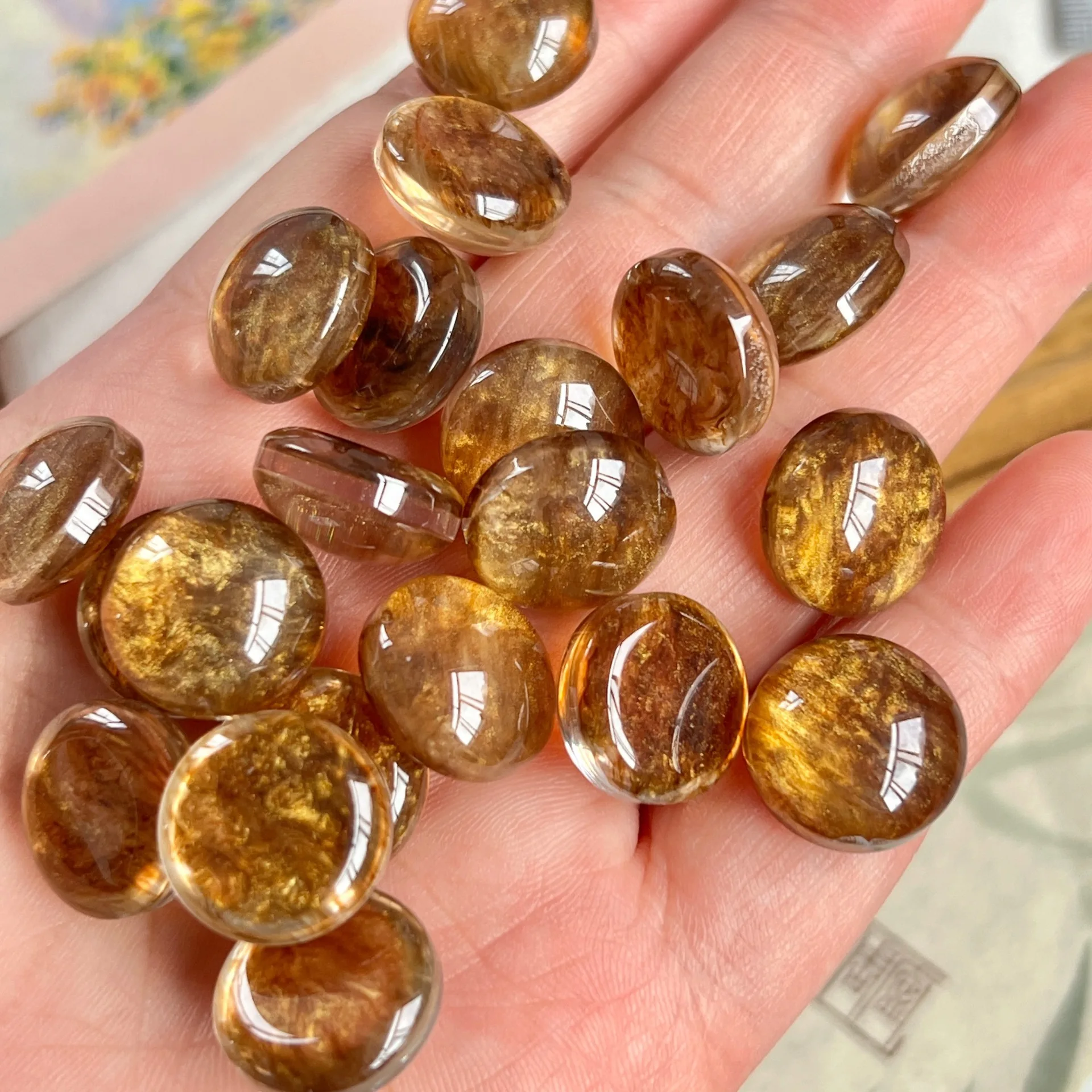 20pcs Vintage Round Flat Back Resin Cabochons Acrylic Patch for Diy Phone Case Hair Clip Earrings Jewelry Findings Decorations