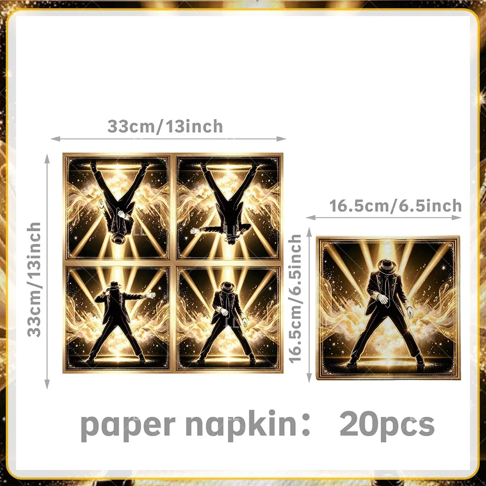 Michael Jackson Fan Geburtstagsparty Dekoration Retro 80er 90er Musik Banner Tischgeschirr Becher Teller Servietten Tischdecke Zubehör Geschenk – Detail 7