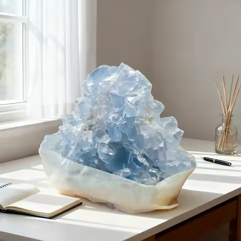 Natural Raw Blue Celestite Mineral Healing Crystal Cluster Geode Irregular Home Decoration Gemstone Specimen Large