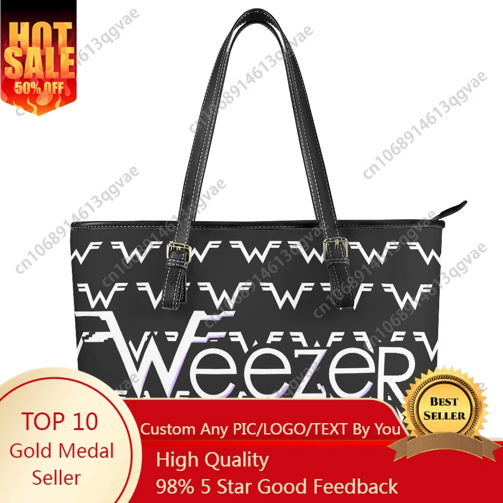 

2025 New Weezer Pop Rock Band Custom Handbag Womens Mens Personalized Tote Bag Shoulder Bag Business Leather Purse Travel Bag
