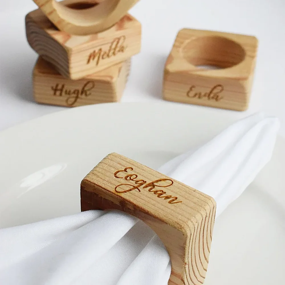 

Custom Wooden Napkin Ring Napkin Holder Rustic Natural Napkin Ring Wood Place Card Wedding Engagement Hen Party Table Decoration