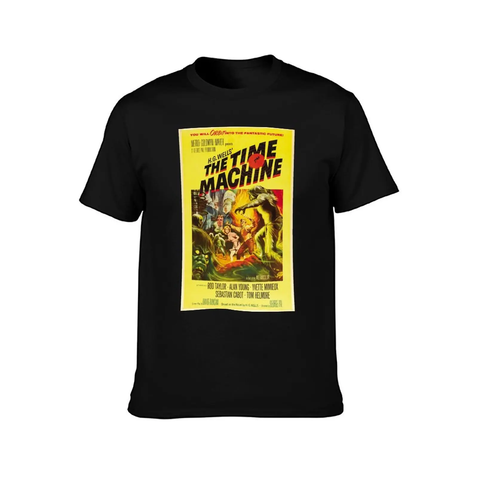 The Time Machine poster. Sci-Fi 1960 film T-Shirt, Summer Casual Cotton Tee, Oversized Streetwear Tops, Vintage Graphic Print