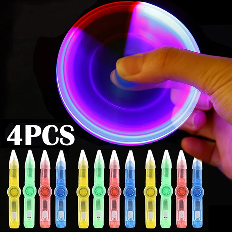 Glow Rotating Spinning Gaming Pen com LED, Flash luminoso colorido, Ponto de bola, Brinquedos de alívio do estresse, Esferográfica com bateria, Cool