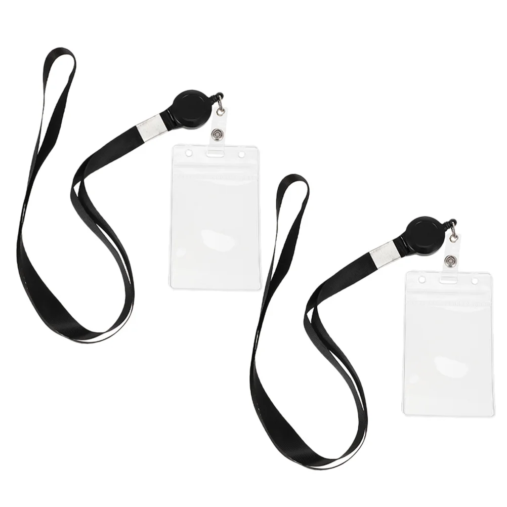 2 قطعة حامل بطاقة PVC شفافة لشارة الهوية كم واقي حامل شارة اسم الموظف مناسبة لطلاب الممرضات الموظفين