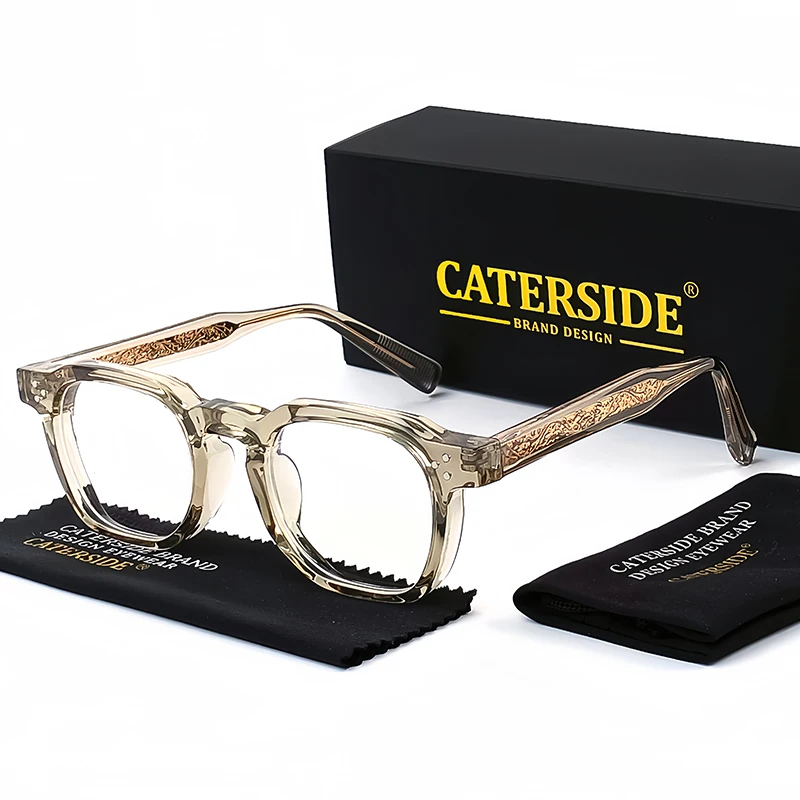 CATERSIDE New Square TR Frame Eyeglass Flat Light Glasses for Men Women Retro High-Quality Eyewear Minimalist Matching