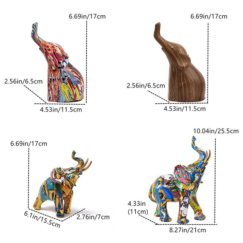 Modern Art Sculpture Home Decor Statue Animal Ornaments For Home Decoration Living Room Desk Bookshelf Graffiti Letter Elephant
