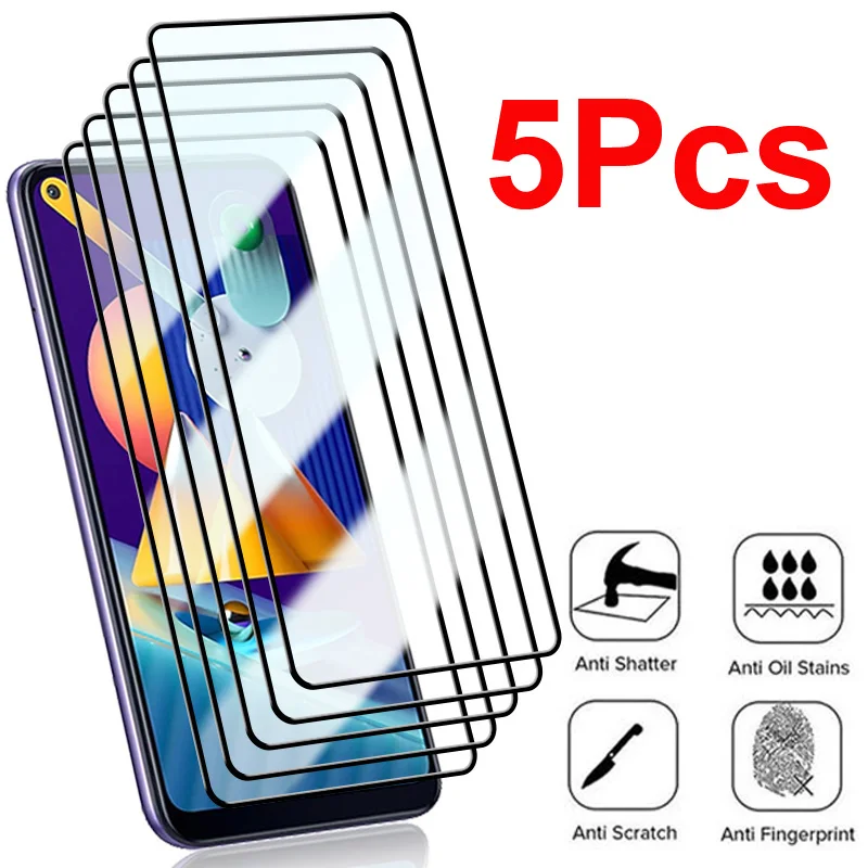 5PCS Full Cover Tempered Glass For Samsung Galaxy A12 A13 A22 A23 A32 A42 4G 5G Screen Protector for Samsung M12 13 32 33 34 5G