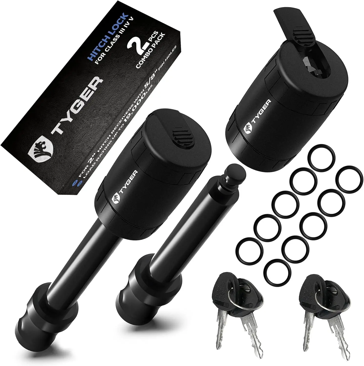 

Trailer Hitch Lock Pin 5/8' for 2' Receiver, 2-Pack, Class III-IV-V, 19K lbs, Weatherproof Anti-Theft