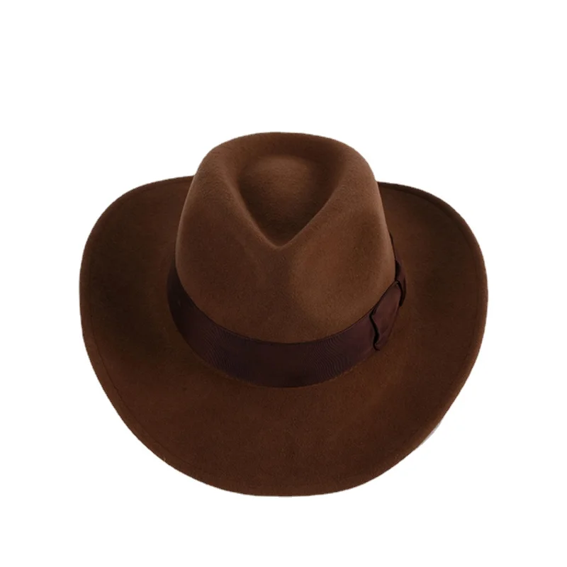 

Indiana Jones Hat for Men Wool Felt Fedora Western Accessories Country Gorras Cowboy Chapeau Homme