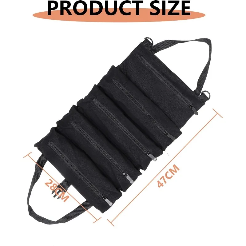 YUANJ Tool Roll Multi-Purpose Roll Up Tool Bag Wrench Roll Canvas Tool Organizer Bucket Car First Aid Kit Wrap Roll Storage Case