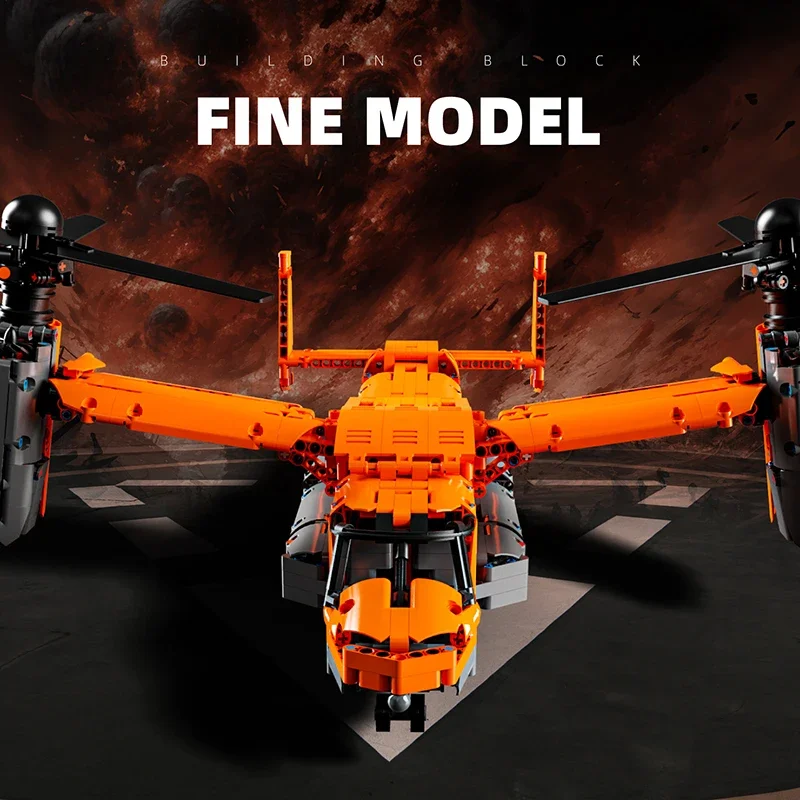 Ladrillo de combate militar WW2, Kits de bloques de construcción de aviones de transporte Osprey técnico, juguete de construcción de la Fuerza Specia, regalo para niños