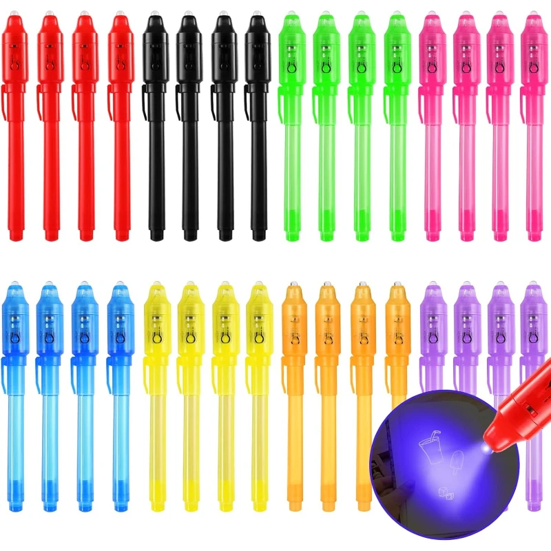 8Pcs Invisible Ink Pen Spy Pen with UV Light for Kids Magic Party Favors Magic Pens Kid Writing Secret Message Goodies Bags Toy