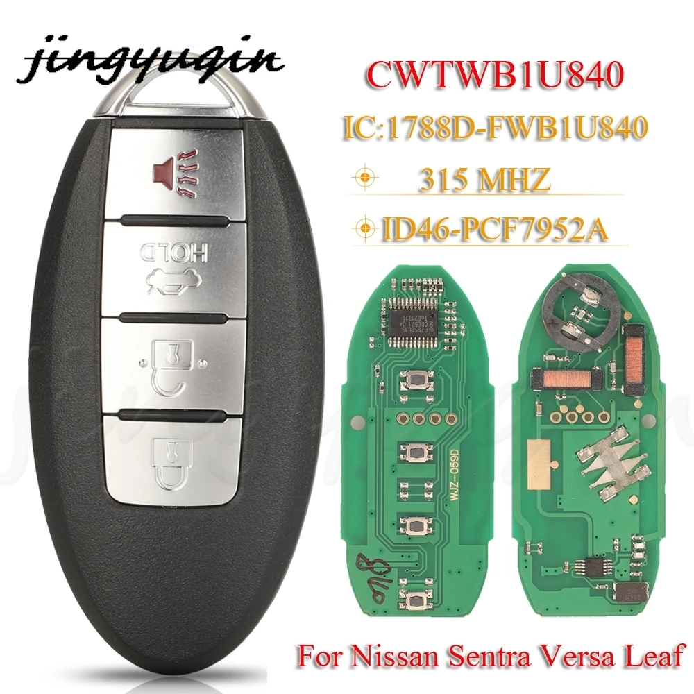 

jingyuqin CWTWB1U840 Smart Car Remote Key Fob 315MHz ID46 For Nissan Sentra Versa Leaf 2013 2014 2015 2016 2017 2018 285E3-3AA0A