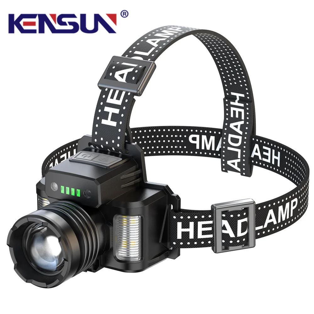 Powerful Spotlight Long Range Headlamp Built-in Type-C Charging Belt Output Charge Indicator Induction Headlight