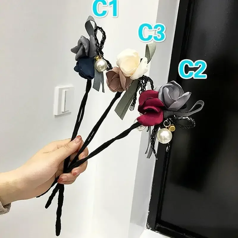 Women Elegant Flower Big Pearls Hair Curls Bun DIY Hair Style Donut Maker Ribbon Lady Fashion Hair Making Tool  Accessories