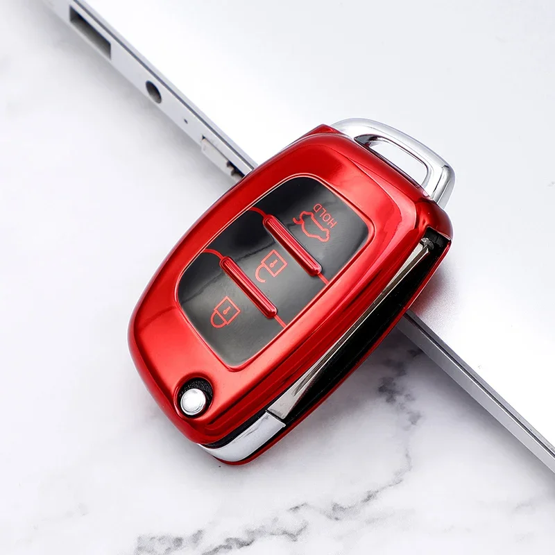 

Мягкий автомобильный флип-чехол из ТПУ, брелок для ключей для Hyundai I20 Elantra Solaris Sonata Santa Fe Sport Tucson Protector