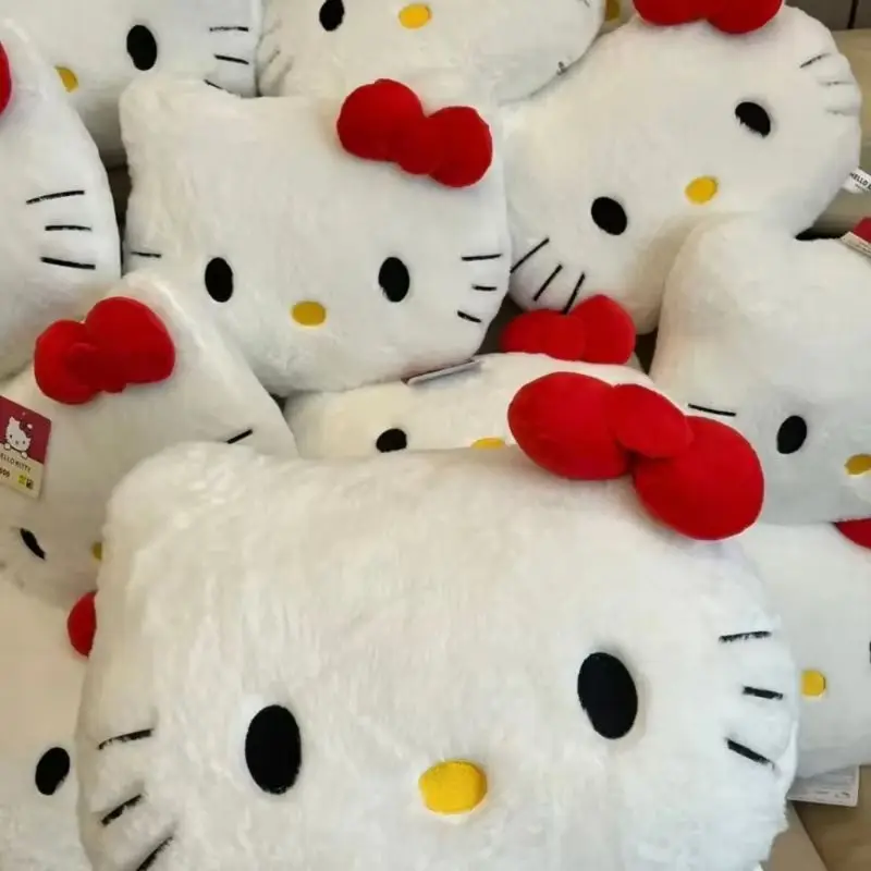 Olá kitty anime sanrio bonito dos desenhos animados cabeça travesseiro de pelúcia sofá almofada cabeceira carro nap travesseiro presentes aniversário menina