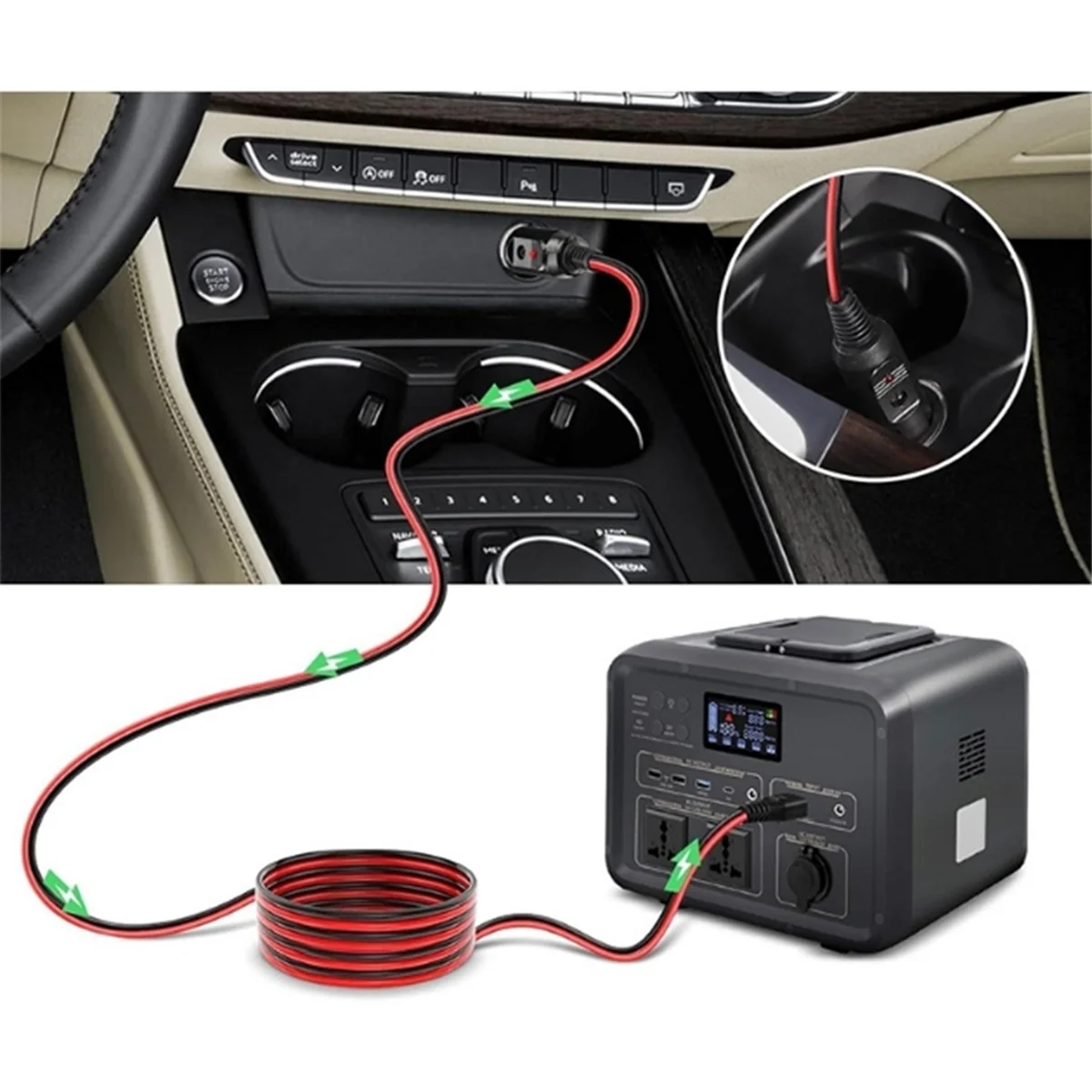 Cabo de extensão do conector N34R_XT60 com plugue mais leve 10FT 14AWG