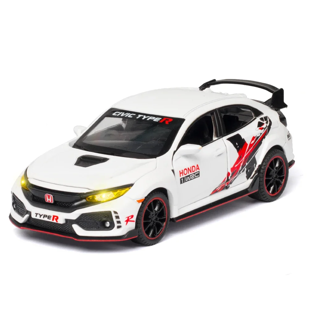 

1:32 HONDA CIVIC TYPE-R литая под давлением модель автомобиля из сплава со звуком и светом, коллекционная машина для детей, подарочная игрушечная машина A108, миниатюрная Mo