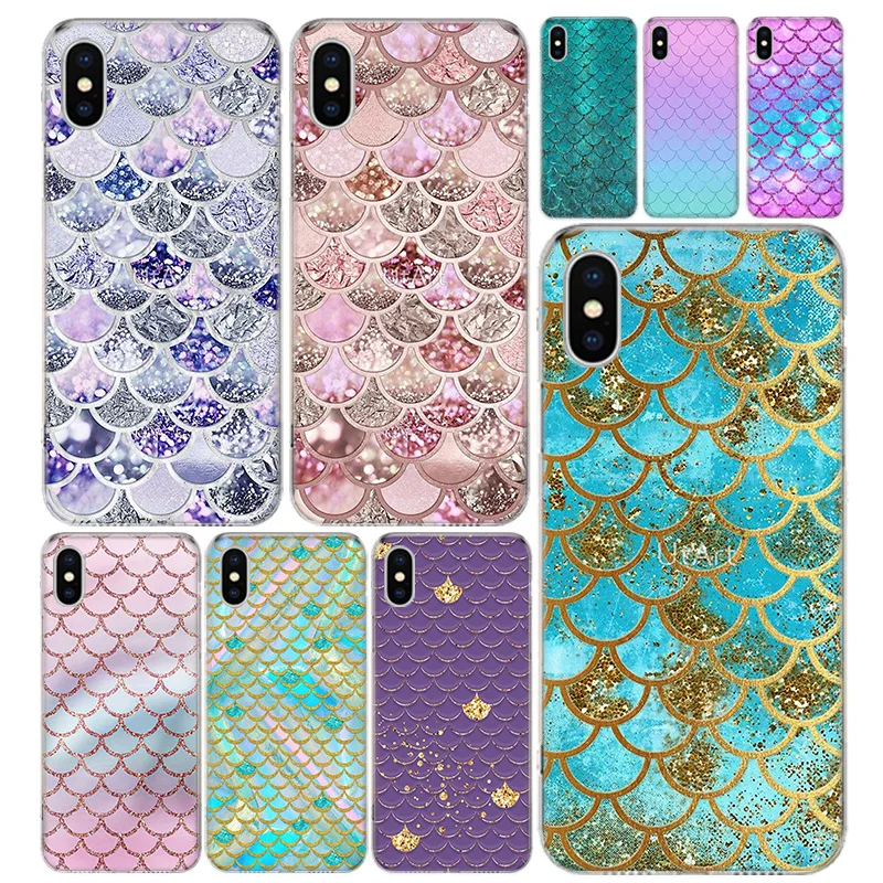 Mermaid Fish Scale Pattern Phone Case Cover For iPhone 11 12 13 14 15 16 Pro Max Apple X XS XR 7 Plus 8 + Art Customized Fundas 