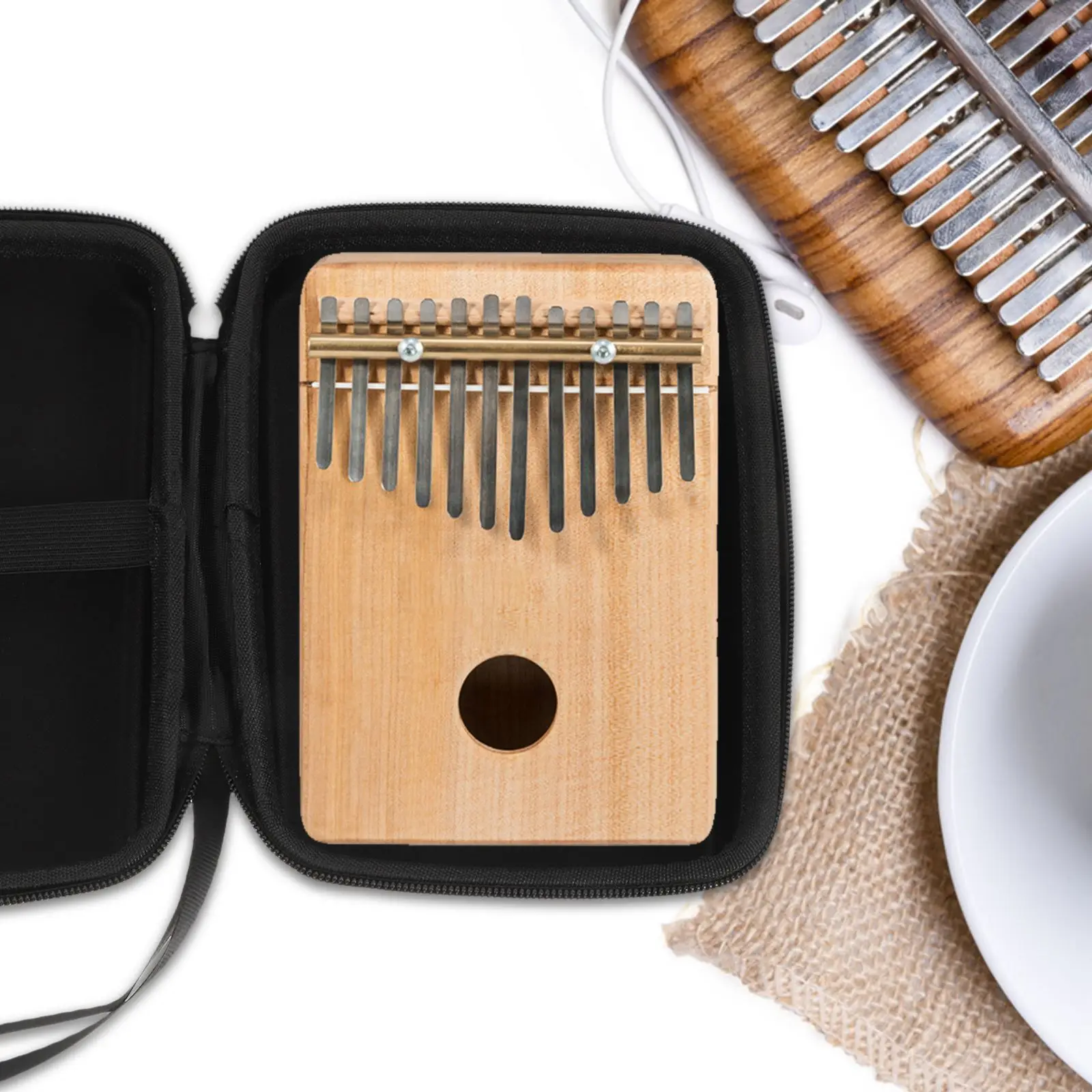 Tragbare Kalimba-Tasche, Behälter, multifunktional, Daumenklavier-Box, Tasche für Anfänger, Musikliebhaber, Spieler, niedliches Instrumentenzubehör