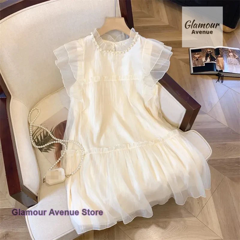 

French sweet dopamine small flying sleeve loose dress women's summer new fashion high-grade sense slim wild short skirt