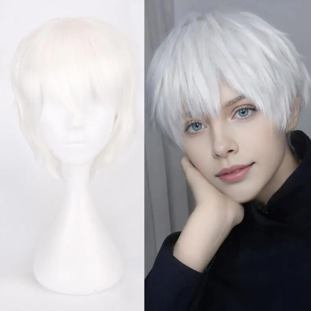 

Короткий прямой парик для косплея с челкой, унисекс, натуральный вид, шелковистый, термостойкий, разноцветный, для Хэллоуина, Рождества, вечеринок, синтетический