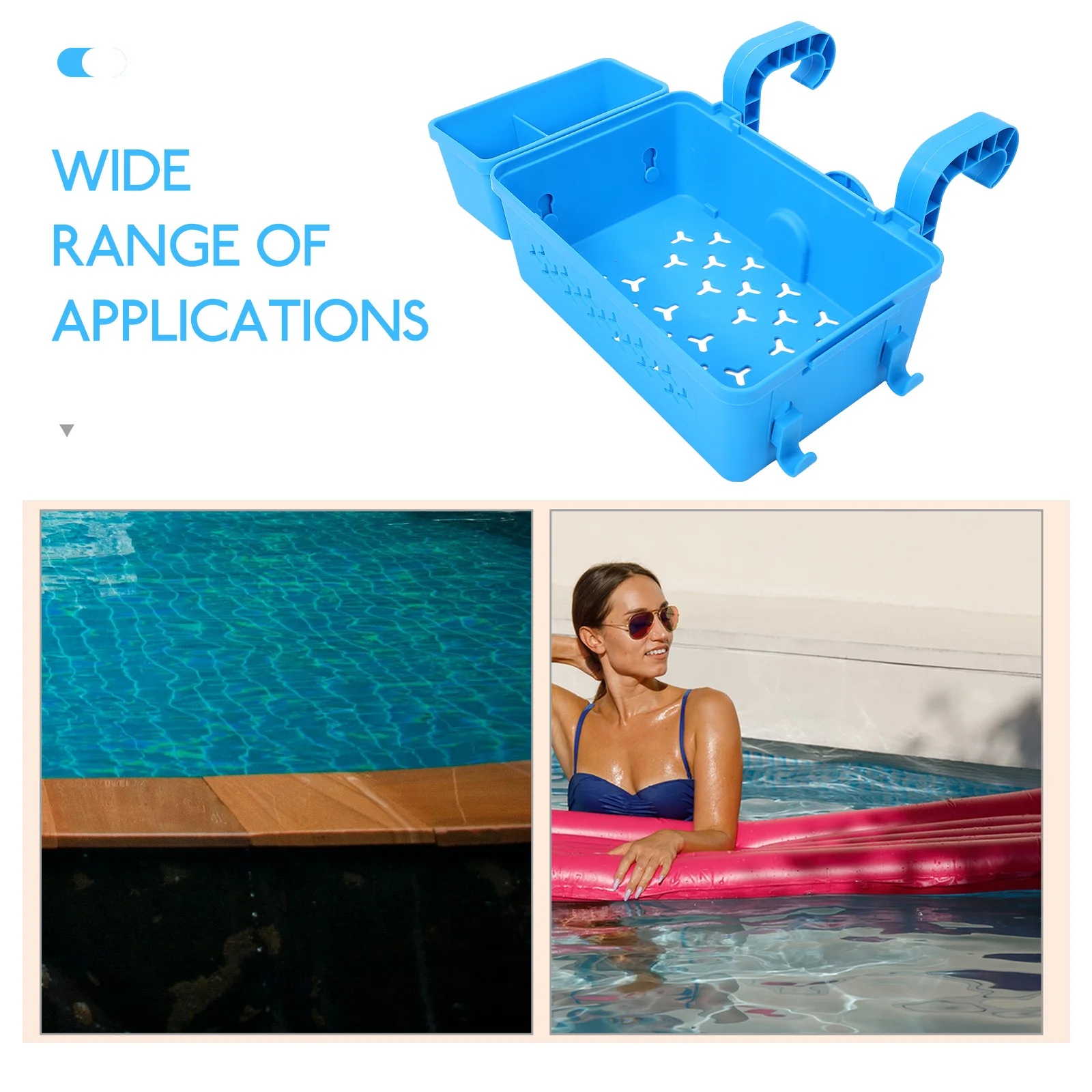 

Hanging Pool Basket Portable Plastic Storage Supply Multi-Use Towel Holder for Organized Pool Space Storage Container