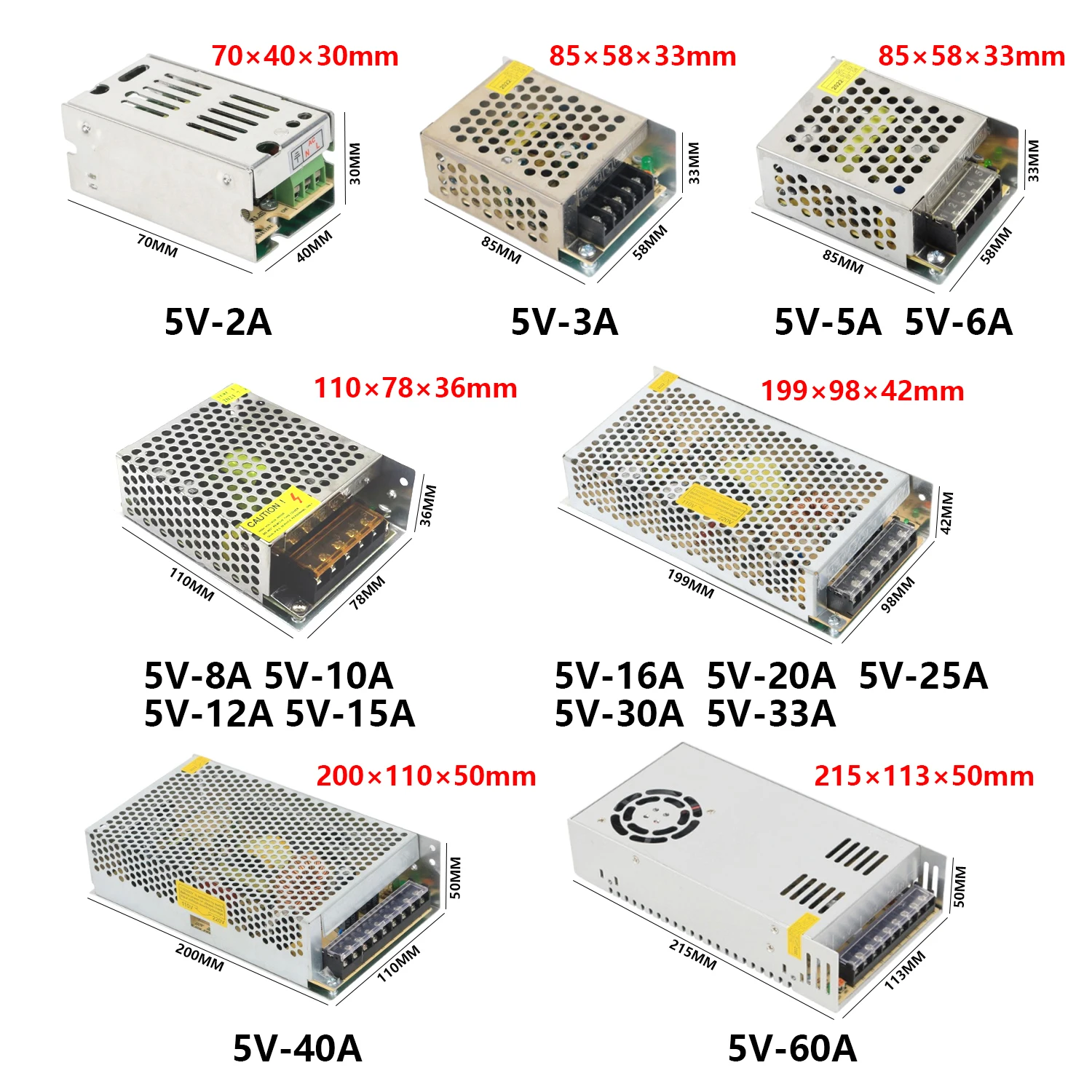 DC Switching Power Supply 220V 110V TO 12V 5V 24V Power Supply 5A 6A 8A 10A 12A 15A 20A 25A 30A Transformer For LED Strip